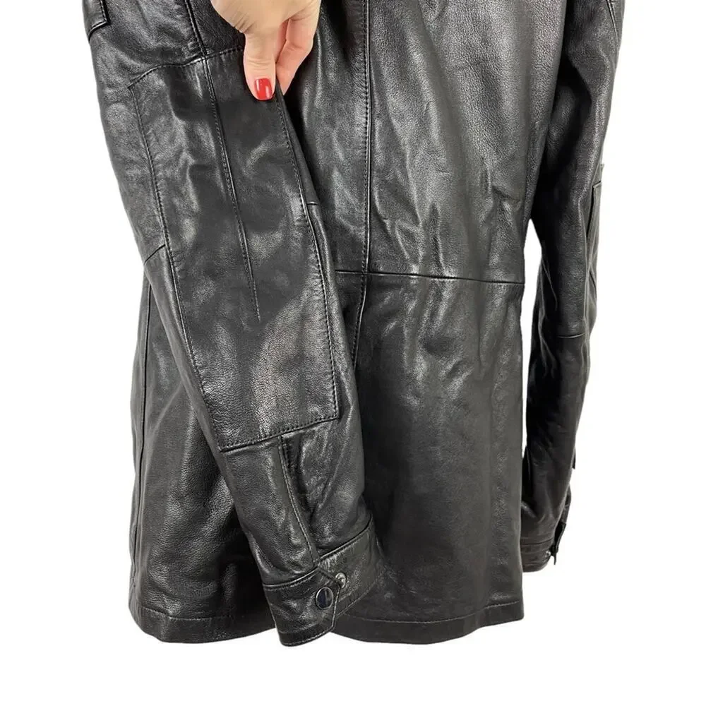 BARBOUR INTERNATIONAL MEN'S SADDLER BLACK LEATHER JACKET SIZE XL MLT0060BK31 - Picture 7 of 16